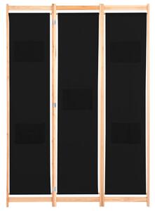 VidaXL Sobna pregrada s 3 panela od tkanine 120 x 170 x 4 cm crna
