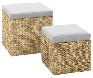 2-dijelni set taburea od morske trave sivi - Siva 1 Siva