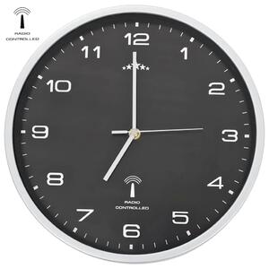 Radijski upravljan zidni sat s kvarcnim mehanizmom 31 cm crni - Crna Crna