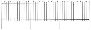 Vrtna ograda s obručem na vrhu Čelik 504 x 120 cm Crna - Crna 1 504 cm 120 cm