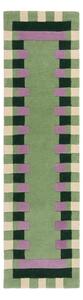 Zelena/ljubičasta ručno rađena vunena staza 60x230 cm Kai Wool Border – Flair Rugs
