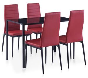 Petodijelni blagovaonski set crvena boja vina - boja crnog vina 4 boja crnog vina 4
