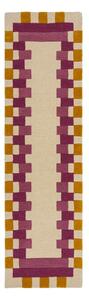 Žuta /ružičasta ručno rađena vunena staza 60x230 cm Kai Wool Border – Flair Rugs
