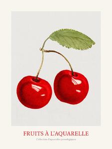 Reprodukcija umjetnosti Cherries (Watercolour Kitchen Fruit), (30 x 40 cm)