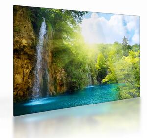 Staklena slika - slapovi u prašumi (70x50 cm)