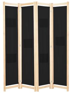Paravan - Sobna pregrada s 4 panela od tkanine 160 x 170 x 4 cm crna - Crna 4 1 Crna