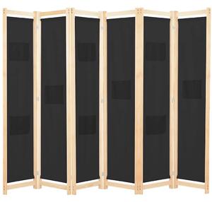 Paravan - Sobna pregrada sa 6 panela od tkanine 240 x 170 x 4 cm crna - Crna 6 1 Crna