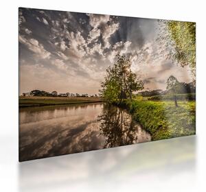 Staklena slika prirode s zrakama (70x50 cm)