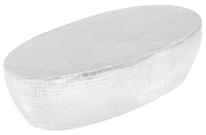 Stolić za kavu od čekićanog aluminija srebrni 100 x 50 x 28 cm - 1 ravni rubovi