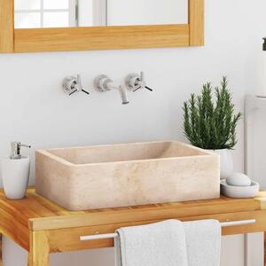 Lavabo - Umivaonik 45 x 30 x 12 cm mramorni visoki sjaj krem - Krema Krema