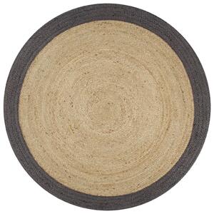 Ručno rađeni tepih od jute s tamnosivim rubom 120 cm - Tamno siva 120 cm Tamno siva 120 cm