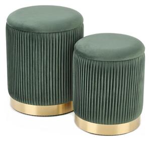 SET 2x Tabure MONTY pr. 36/44 cm zelena/zlatna