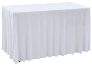 Rastezljive navlake za stol 2 kom duge 120 x 60 5 x 74 cm bijele - Bijela 120 x 60.5 x 74 cm 2 Bijela