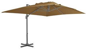 Konzolni vrtni suncobran s aluminijskom šipkom 400x300 cm taupe - Sivo-smeđa 400 x 300 cm 1 8 aluminijskih rebara