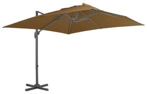 Konzolni vrtni suncobran i aluminijski stup 300x300cm smeđesivi - Sivo-smeđa 300 x 300 cm 1 8 aluminijskih rebara