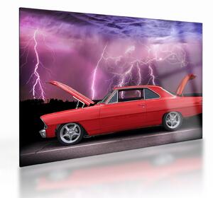 Staklena slika crvenog automobila (70x50 cm)