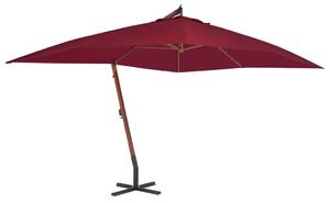 Konzolni vrtni suncobran s drvenim stupom 400 x 300 cm bordo - Crvena 1 Crvena
