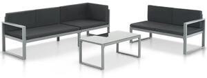 3-dijelna vrtna garnitura s jastucima aluminijska crna