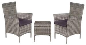 3-dijelni bistro set od poliratana sivi - Siva Da 3 Siva