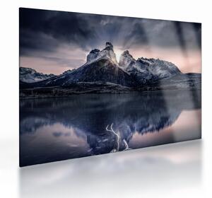Staklena slika jezera s planinom (70x50 cm)