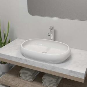 Lavabo - Umivaonik s miješalicom keramički ovalni bijeli - 630 x 420 x 120 mm 630 x 420 x 120 mm
