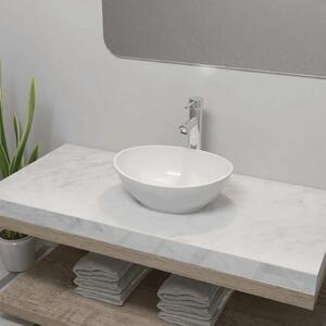Lavabo - Umivaonik s miješalicom keramički ovalni bijeli - 400 x 330 x 135 mm 400 x 330 x 135 mm