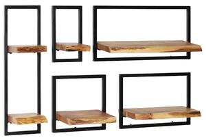 5-dijelni set zidnih polica od masivnog drva bagrema i čelika - 21 x 25 x 75 cm 5 1 21 x 25 x 75 cm