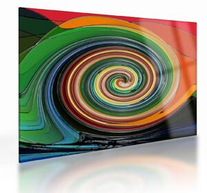 Apstraktna staklena slika - spirala u boji (70x50 cm)