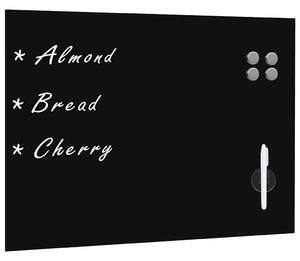 Zidna crna magnetna ploča od stakla 80 x 60 cm - Crna 80 x 60 cm s dodacima Crna
