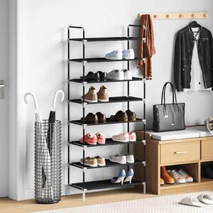 Stalak za cipele s 8 polica od metala i netkane tkanine crni - Crna 60 x 28 x 140 cm 1 1