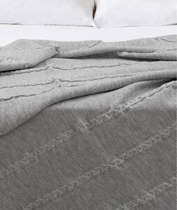 Sivi pamučni prekrivač za bračni krevet 200x220 cm Trenza - Oyo Concept