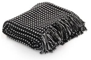 Pamučni pokrivač na kvadratiće 160 x 210 cm crni - Crna 160 x 210 cm 1 Crna