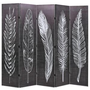 Paravan - Sklopiva sobna pregrada s uzorkom pera 200 x 170 cm crno-bijela - 200 x 170 cm 1 1 200 x 170 cm