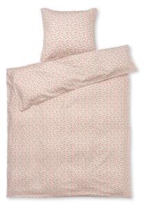 Bijelo-ružičasta posteljina za krevet za jednu osobu od pamučnog satena 140x200 cm Pleasantly – JUNA