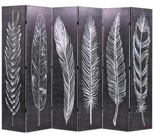 Paravan - Sklopiva sobna pregrada s uzorkom pera 228 x 170 cm crno-bijela - 228 x 170 cm 1 1 228 x 170 cm