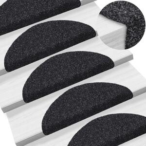 Prostirke za stepenice samoljepljive 15 kom 56x17x3 cm crne poluokrugle - Crna 56 x 17 x 3 cm 15 Crna