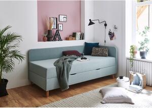 Svijetlo plavi tapecirani krevet s prostorom za pohranu 120x200 cm Cabana – Meise Möbel