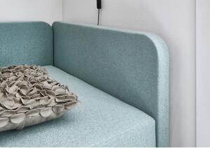 Svijetloplavi tapecirani krevet za jednu osobu s prostorom za pohranu 90x200 cm Cabana - Meise Möbel