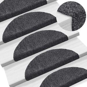 Prostirke za stepenice samoljepljive 15 kom 56x17x3 cm tamno sive poluokrugle - Tamno siva 56 x 17 x 3 cm 15 Tamno siva