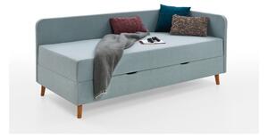 Svijetloplavi tapecirani krevet za jednu osobu s prostorom za pohranu 90x200 cm Cabana - Meise Möbel