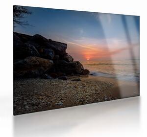 Staklena slika zalaska sunca na plaži (70x50 cm)