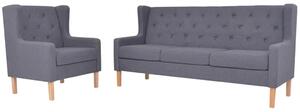 2-dijelni set sofa od tkanine sivi - Siva 1 sjedalo + trosjed Siva 1 sjedalo + trosjed