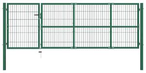 Vrtna ograda s stupovima 350x100 cm Čelična Zelena - Zelena 350 x 100 cm Zelena 350 x 100 cm