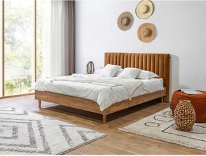 Bračni krevet s podnicom 180x200 cm u bakrenoj boji/u prirodnoj boji Oceane – Bobochic Paris