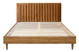 Bračni krevet s podnicom 160x200 cm u bakrenoj boji/u prirodnoj boji Oceane – Bobochic Paris