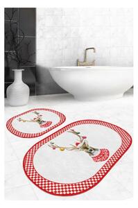 Crveno-bijele kupaonske prostirke u setu 2 kom 60x100 cm – Mila Home