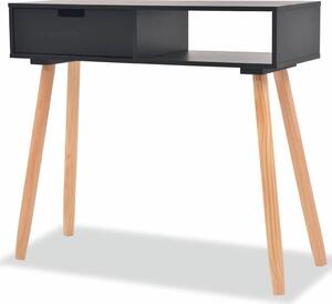 Konzolni Stol od Masivne Borovine 80x30x72 cm Crni - Crna 1 Crna