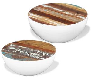 Dvodijelni set solića za kavu u obliku zdjele obnovljeno drvo - Bijela 60 x 30 cm 2 Bijela