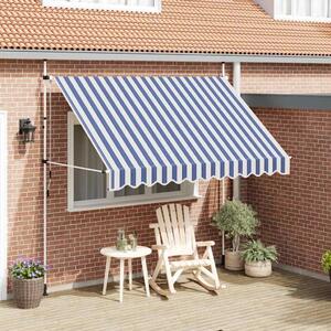 Tenda na ručno uvlačenje 300 cm plavo-bijela prugasta - Plava i bijela 1 bijeli okvir 300 cm