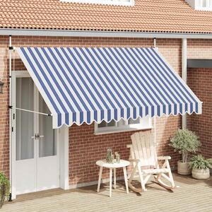 Tenda na ručno uvlačenje 350 cm plavo-bijela prugasta - Plava i bijela 1 bijeli okvir 350 cm